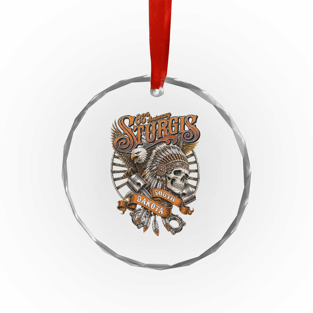 Sturgis South Dakota Indian American Rider Skull 86th Anniversary Crystal Glass Ornament
