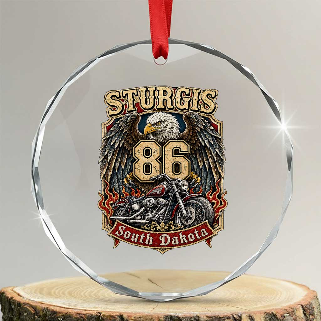 Sturgis South Dakota Motorcycle Lover Eagle 86th Anniversary Crystal Glass Ornament