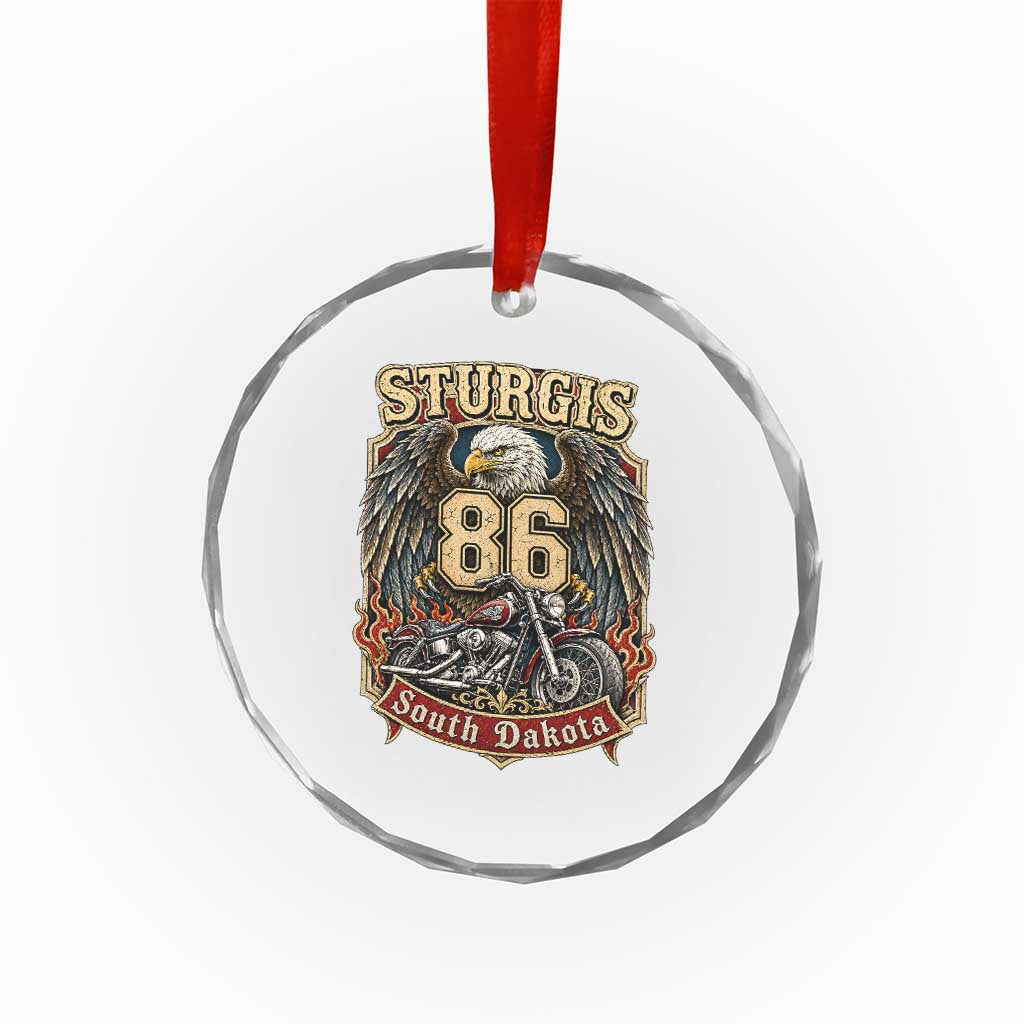 Sturgis South Dakota Motorcycle Lover Eagle 86th Anniversary Crystal Glass Ornament