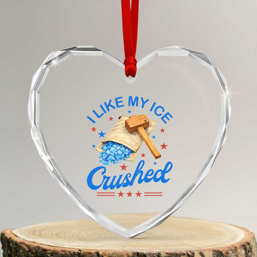 Subtle Abolish ICE Heart Crystal Glass Ornament Funny Vintage I Like My Ice Crushed
