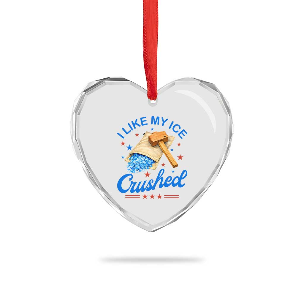 Subtle Abolish ICE Heart Crystal Glass Ornament Funny Vintage I Like My Ice Crushed