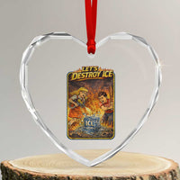 Subtle Abolish Ice Heart Crystal Glass Ornament Retro Protest Satirical Graphic Let's Destroy Ice
