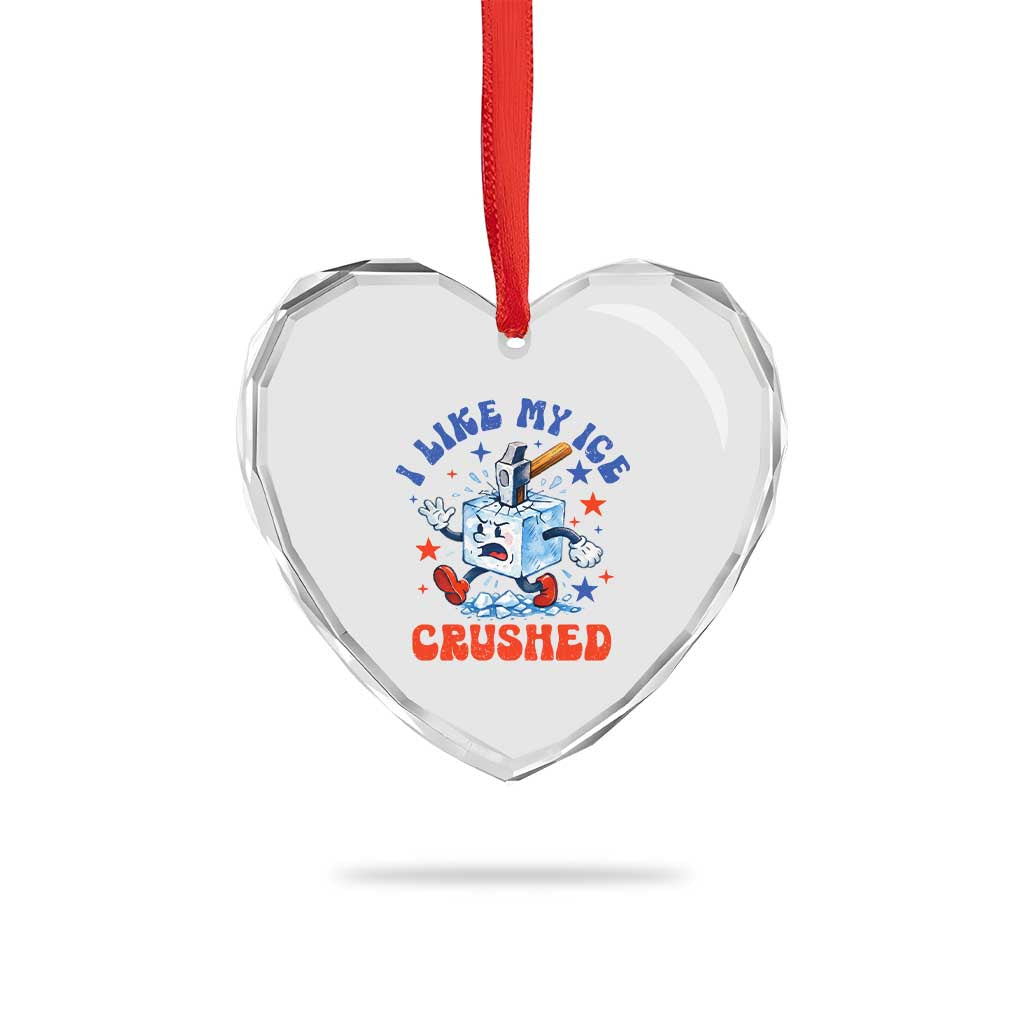 Subtle Abolish ICE Heart Crystal Glass Ornament Vintage I Like My Ice Crushed