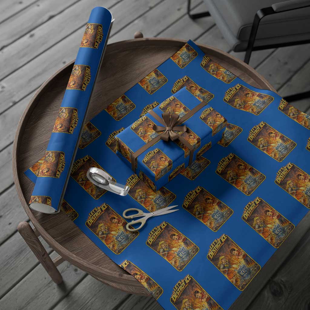 Subtle Abolish Ice Wrapping Paper Roll Retro Protest Satirical Graphic Let's Destroy Ice