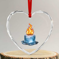 Subtle Anti Ice Heart Crystal Glass Ornament Ice Melting Satire Political Humor