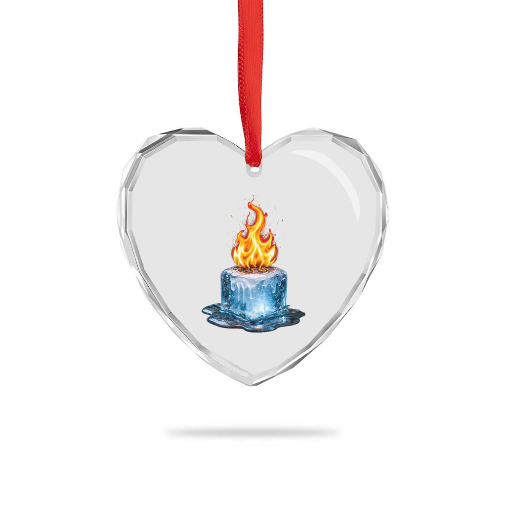 Subtle Anti Ice Heart Crystal Glass Ornament Ice Melting Satire Political Humor