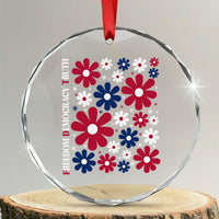 Subtle FDT Crystal Glass Ornament Boho Floral Red White Blue Social Justice - Wonder Print Shop