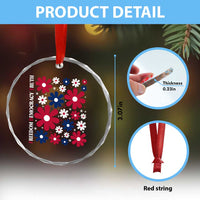 Subtle FDT Crystal Glass Ornament Boho Floral Red White Blue Social Justice - Wonder Print Shop