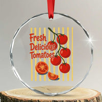 Subtle FDT Crystal Glass Ornament Fresh Delicious Tomatoes Striped Retro Vintage 80s Subtle FDT