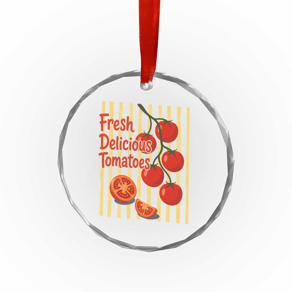 Subtle FDT Crystal Glass Ornament Fresh Delicious Tomatoes Striped Retro Vintage 80s Subtle FDT
