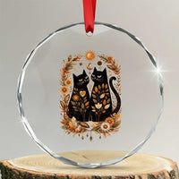 Subtle FDT Crystal Glass Ornament Vintage Flower Black Cat Social Activist