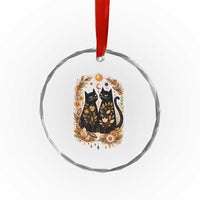 Subtle FDT Crystal Glass Ornament Vintage Flower Black Cat Social Activist