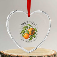 Subtle FDT Heart Crystal Glass Ornament Dont Speak Orange Graphic Retro Vintage