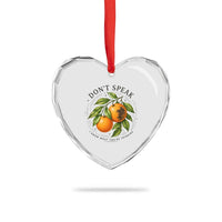 Subtle FDT Heart Crystal Glass Ornament Dont Speak Orange Graphic Retro Vintage