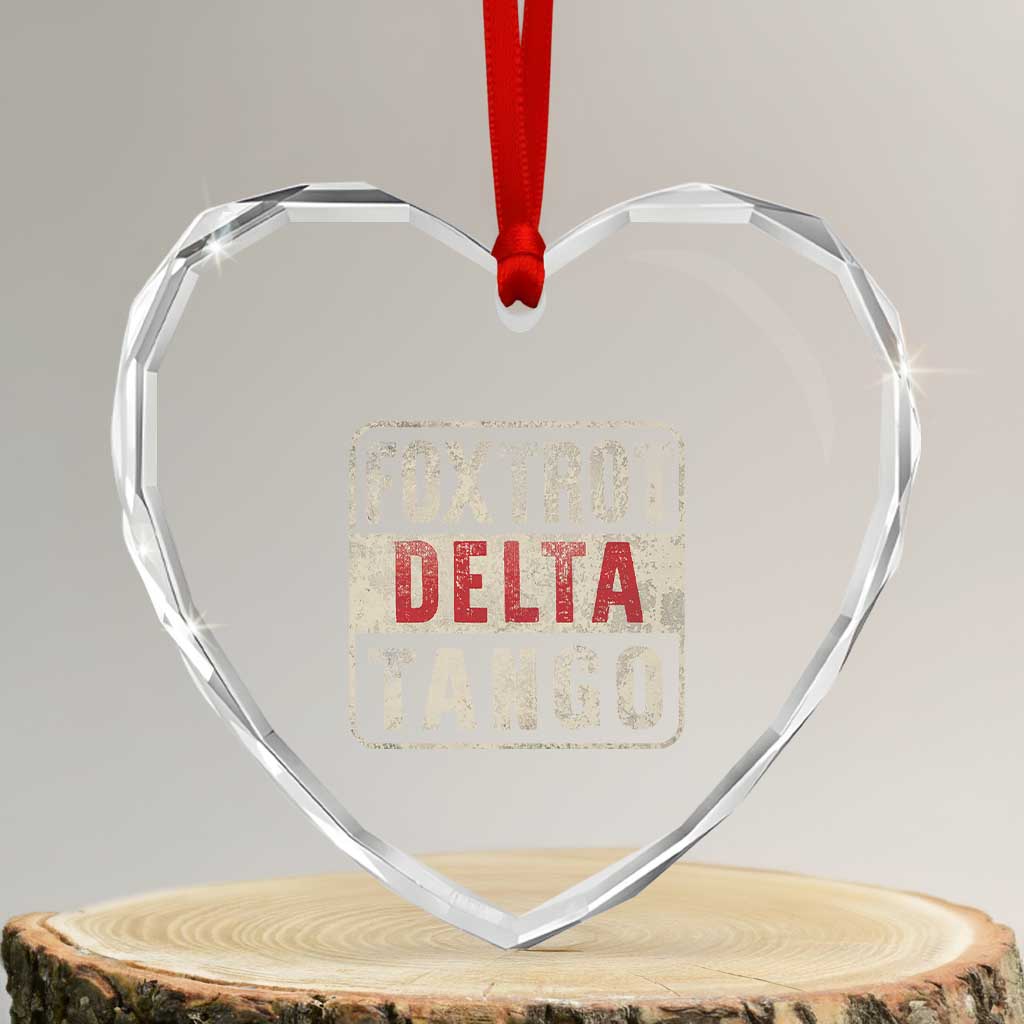 Subtle FDT Heart Crystal Glass Ornament Foxtrots Delta Tangos