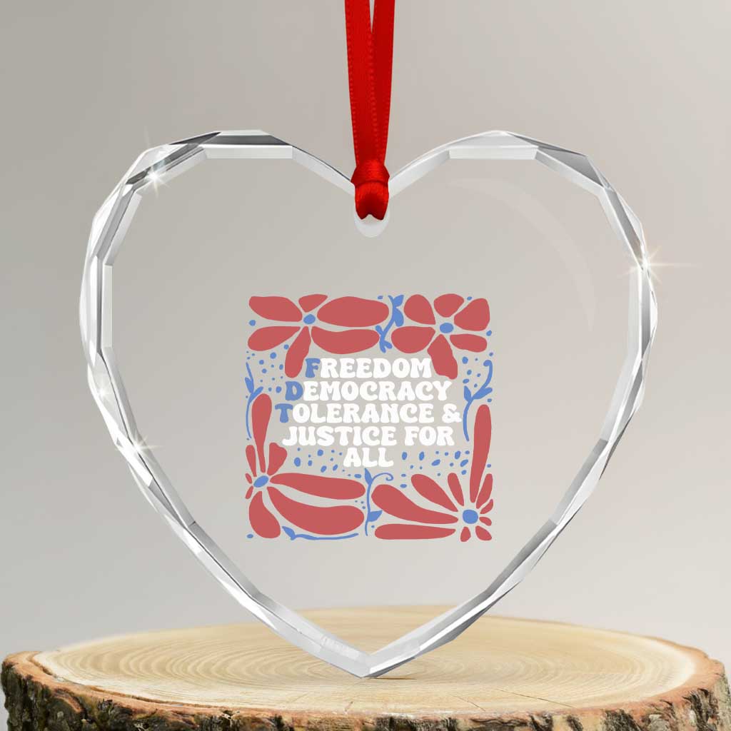 Subtle FDT Heart Crystal Glass Ornament Freedom Democracy Tolerence and Justice For All - Wonder Print Shop