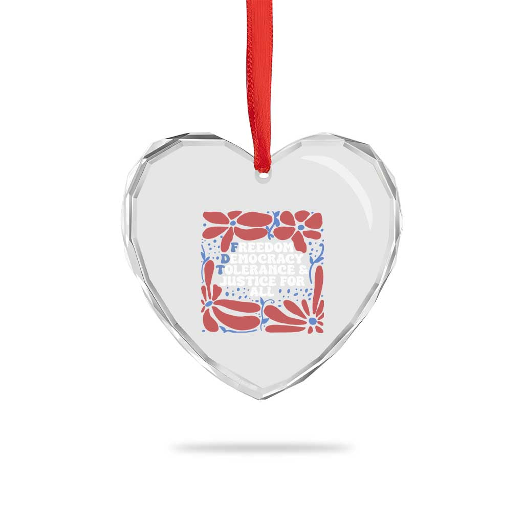 Subtle FDT Heart Crystal Glass Ornament Freedom Democracy Tolerence and Justice For All - Wonder Print Shop