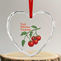 Subtle FDT Heart Crystal Glass Ornament Fresh Delicious Tomatoes Retro Tomato Vine Graphic Political Humor