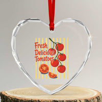 Subtle FDT Heart Crystal Glass Ornament Fresh Delicious Tomatoes Striped Retro Vintage 80s Subtle FDT