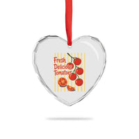Subtle FDT Heart Crystal Glass Ornament Fresh Delicious Tomatoes Striped Retro Vintage 80s Subtle FDT