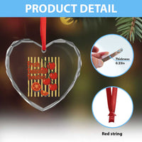 Subtle FDT Heart Crystal Glass Ornament Fresh Delicious Tomatoes Striped Retro Vintage 80s Subtle FDT