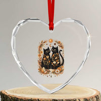 Subtle FDT Heart Crystal Glass Ornament Vintage Flower Black Cat Social Activist