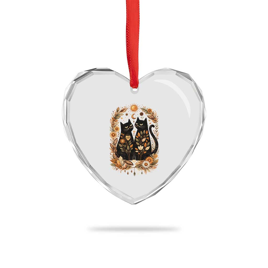 Subtle FDT Heart Crystal Glass Ornament Vintage Flower Black Cat Social Activist