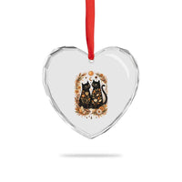 Subtle FDT Heart Crystal Glass Ornament Vintage Flower Black Cat Social Activist