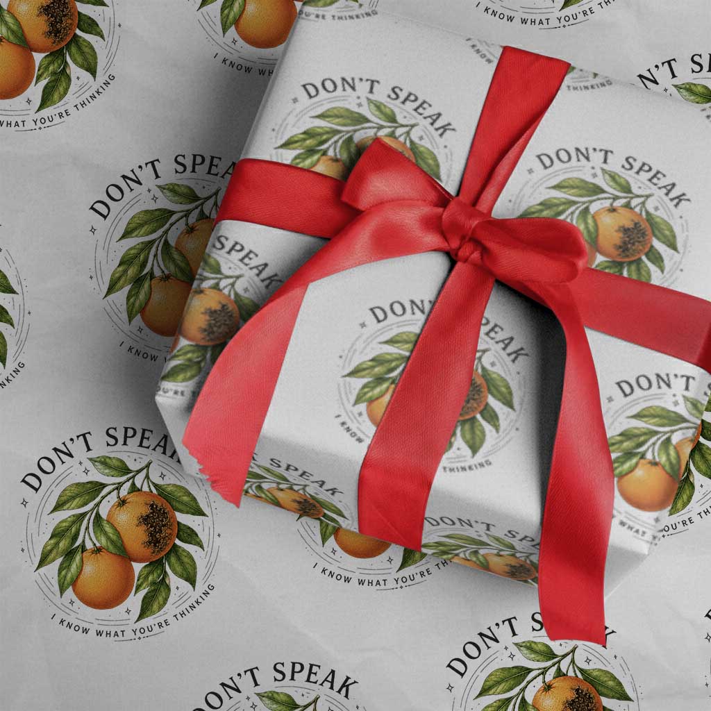 Subtle FDT Wrapping Paper Roll Dont Speak Orange Graphic Retro Vintage