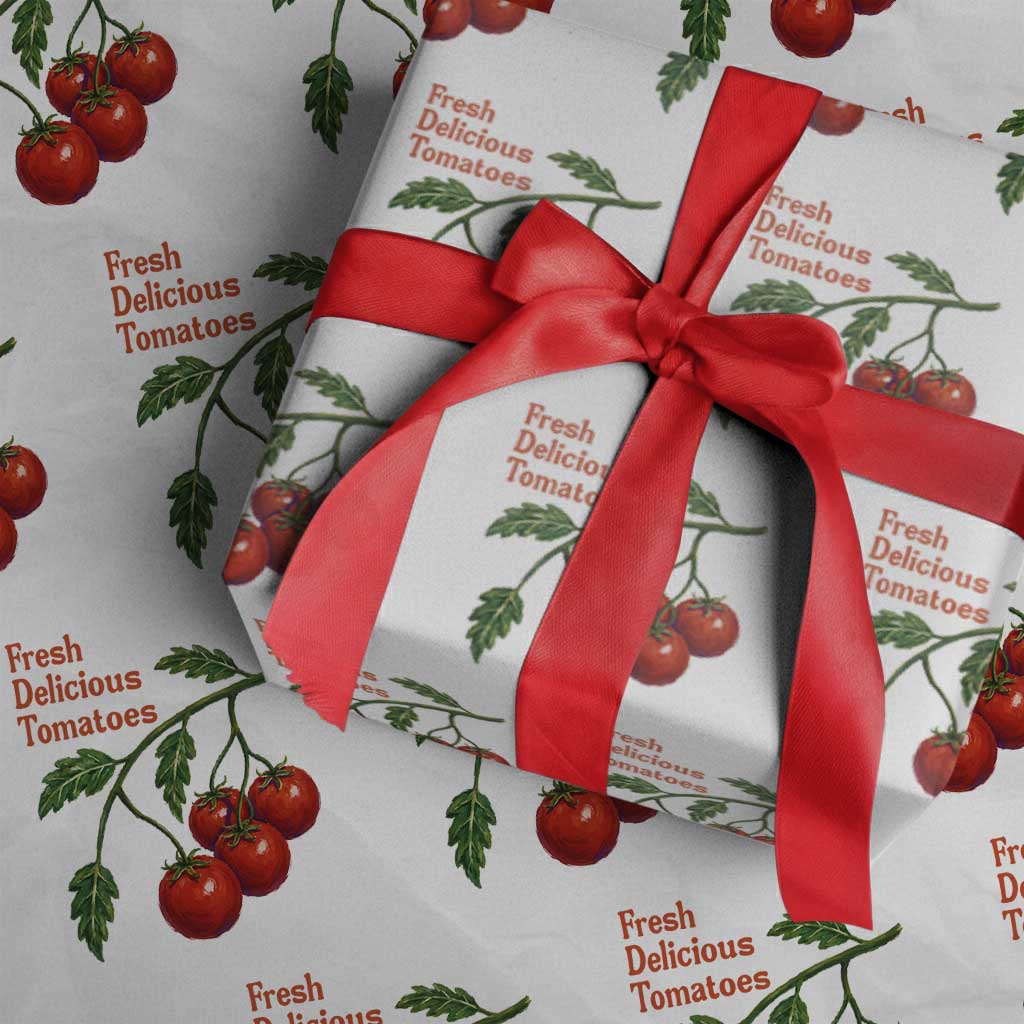 Subtle FDT Wrapping Paper Roll Fresh Delicious Tomatoes Retro Tomato Vine Graphic Political Humor