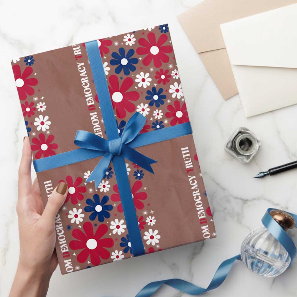 Subtle FDT Wrapping Paper Roll Boho Floral Red White Blue Social Justice - Wonder Print Shop