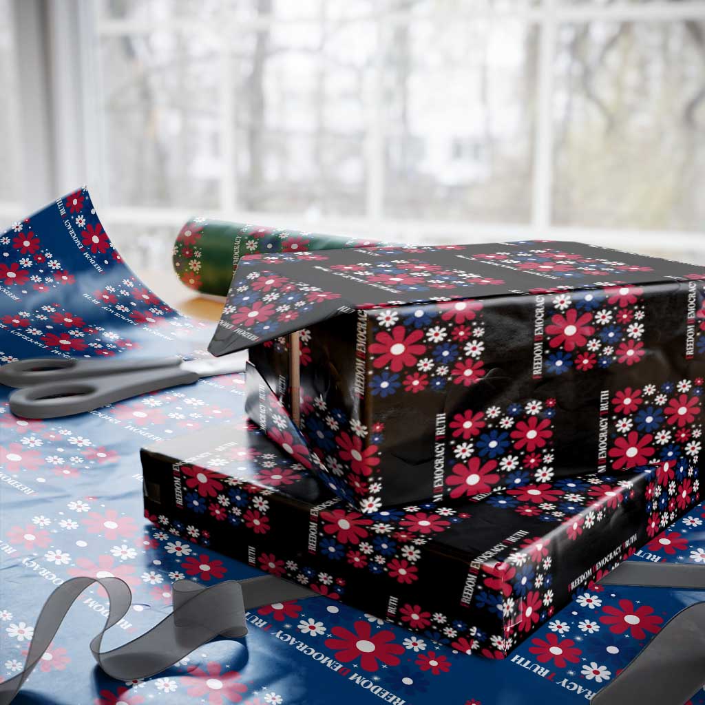 Subtle FDT Wrapping Paper Roll Boho Floral Red White Blue Social Justice - Wonder Print Shop