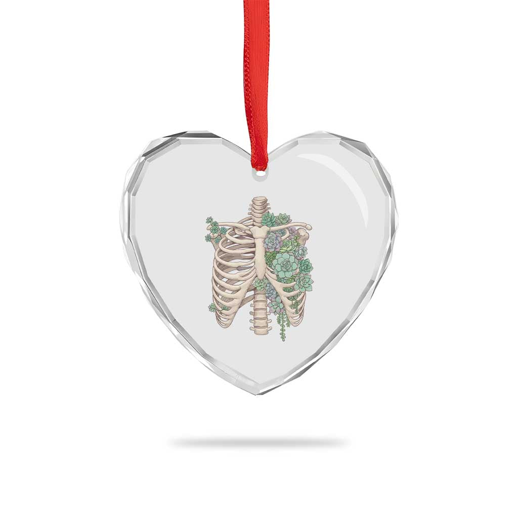Succulent Body Skeleton Heart Crystal Glass Ornament Creepy Plant Lover Gift - Wonder Print Shop