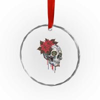 Sugar Skull Calavera Holiday Spirit Mistletoe Crystal Glass Ornament - Wonder Print Shop