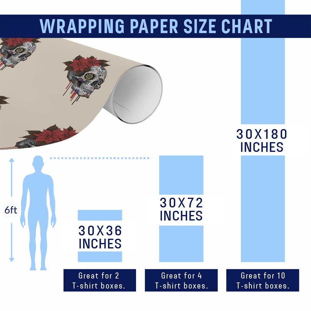 Sugar Skull Calavera Holiday Spirit Mistletoe Wrapping Paper Roll - Wonder Print Shop