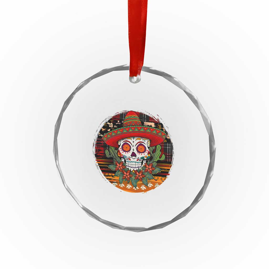 Sugar Skull Mexican Christmas Crystal Glass Ornament - Wonder Print Shop