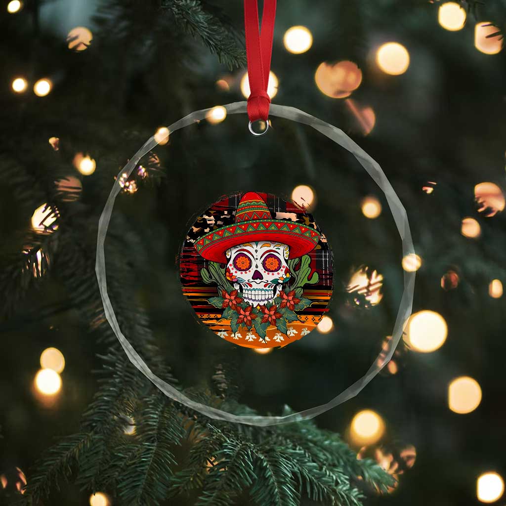 Sugar Skull Mexican Christmas Crystal Glass Ornament - Wonder Print Shop