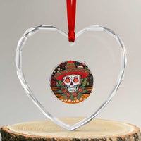 Sugar Skull Mexican Christmas Heart Crystal Glass Ornament - Wonder Print Shop