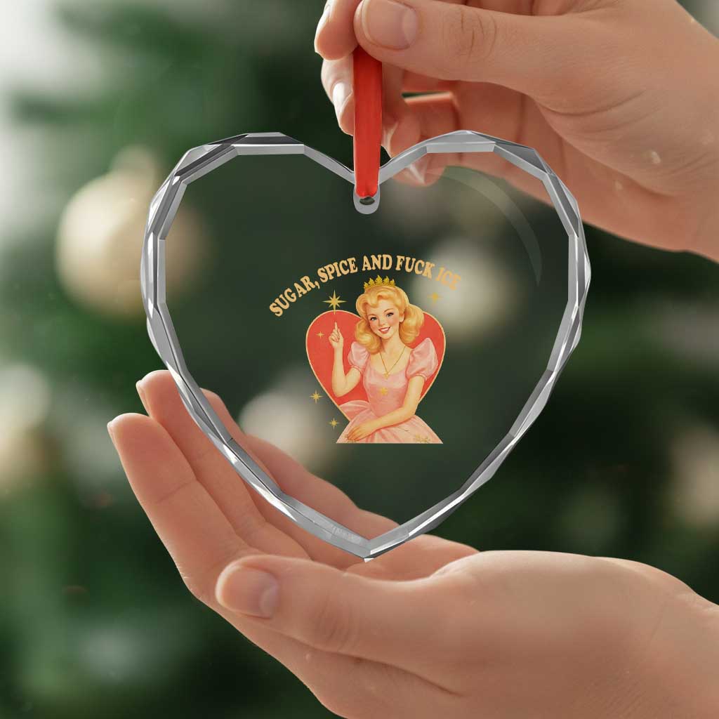 Sugar Spice and F Ice Retro Fairy Heart Crystal Glass Ornament Feminist Against Ice Protest Political Resistance