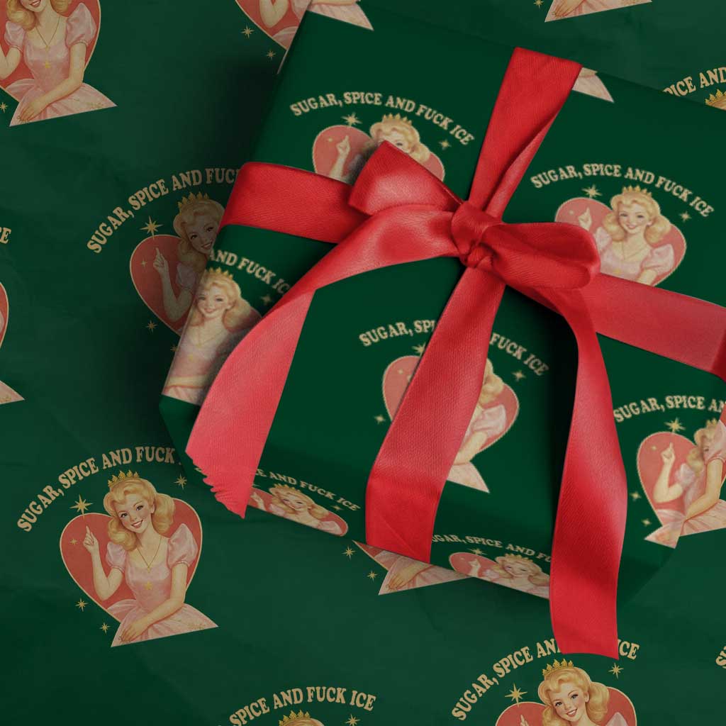 Sugar Spice and F Ice Retro Fairy Wrapping Paper Roll Feminist Against Ice Protest Political Resistance