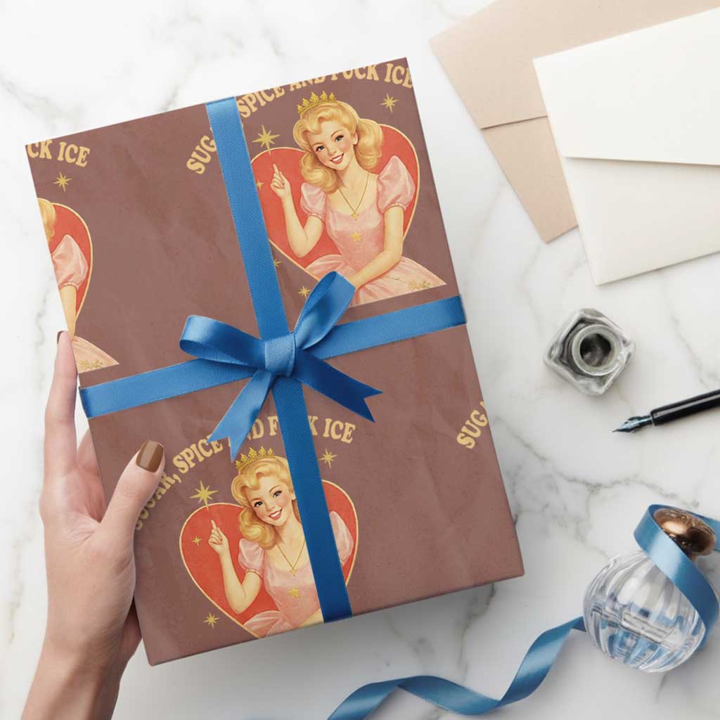 Sugar Spice and F Ice Retro Fairy Wrapping Paper Roll Feminist Against Ice Protest Political Resistance