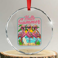 Summer Flamingo Pink Crystal Glass Ornament Tropical Palm Tree Beach Vacation