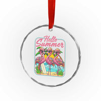 Summer Flamingo Pink Crystal Glass Ornament Tropical Palm Tree Beach Vacation