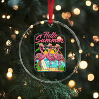 Summer Flamingo Pink Crystal Glass Ornament Tropical Palm Tree Beach Vacation