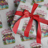 Summer Flamingo Pink Wrapping Paper Roll Tropical Palm Tree Beach Vacation