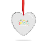 Summer Remembering My Why Heart Crystal Glass Ornament Cute Tropical Beach Palm Tree Surfboard Teacher Graphic