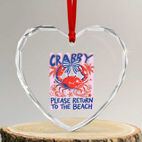 Summer Vacation Heart Crystal Glass Ornament If Crabby Return To Beach Retro Graphic