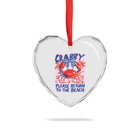 Summer Vacation Heart Crystal Glass Ornament If Crabby Return To Beach Retro Graphic