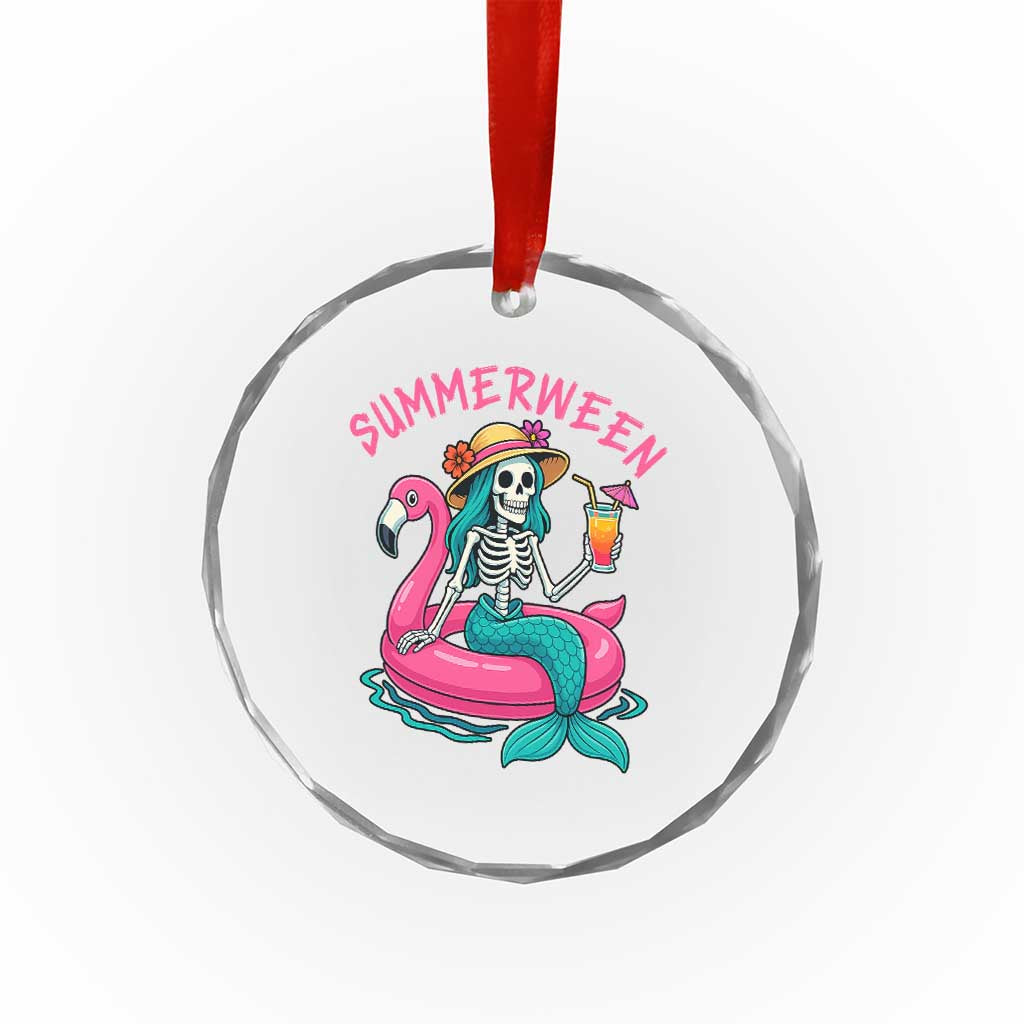Summerween Skeleton Mermaid Crystal Glass Ornament Flamingo Float Funny Spooky Summer Halloween Vibes TS02