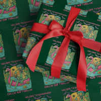 Summerween Zombie Pool Party Wrapping Paper Roll Chillin and Thrillin Flamingo Float Summer Halloween